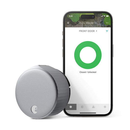 August Home, Silver Wi-Fi Connected Smart Keyless Entry Door Lock