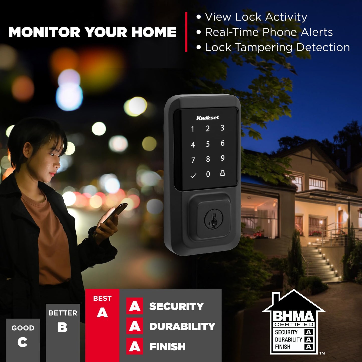 Kwikset Halo Wi-Fi Smart Lock, Keyless Entry Front Door Touchscreen Deadbolt