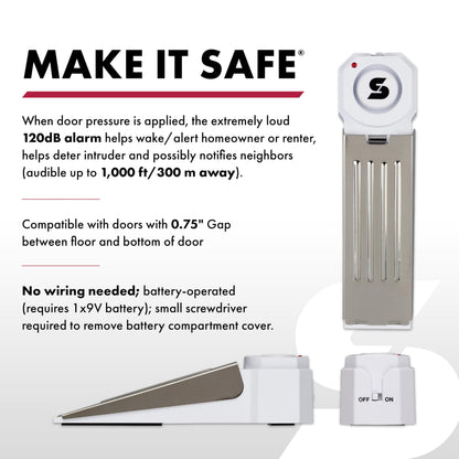 SABRE 120 dB Wedge Door Stop Security Alarm