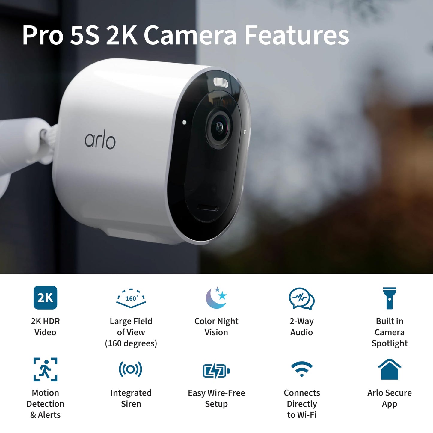 Arlo Pro 5S Spotlight Security Camera 2K HDR