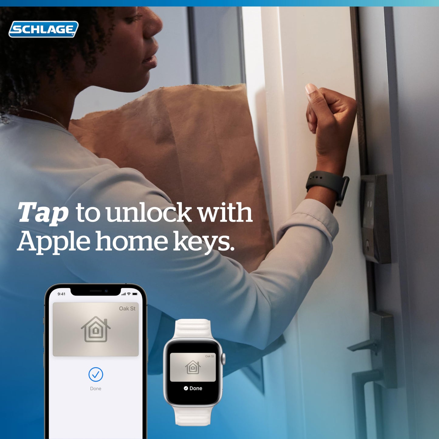 Schlage Encode Plus Smart Wi-Fi Lock for Front Door, Keyless Entry Deadbolt, Unlock with Apple Watch, Built-in WiFi