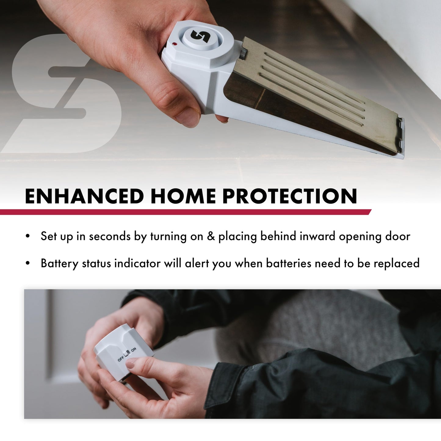 SABRE 120 dB Wedge Door Stop Security Alarm