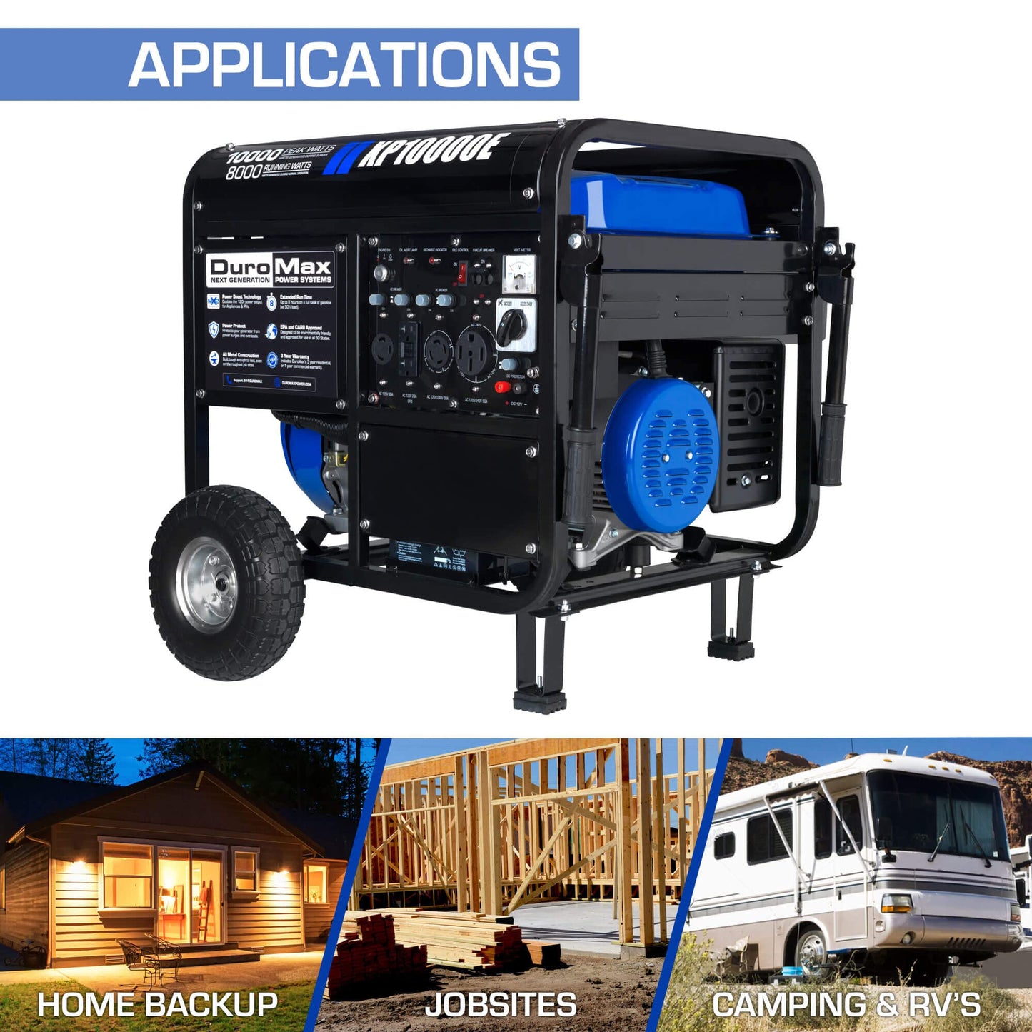 DuroMax XP10000E 10,000-Watt Gas Powered Portable Generator